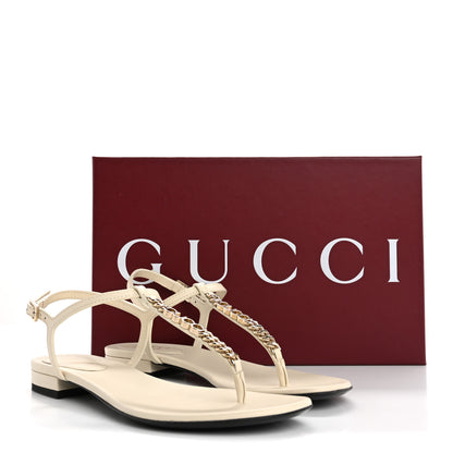 Gucci Sierra Calfskin Signoria Thong Sandals 38.5 New Ivoire 9 of 9