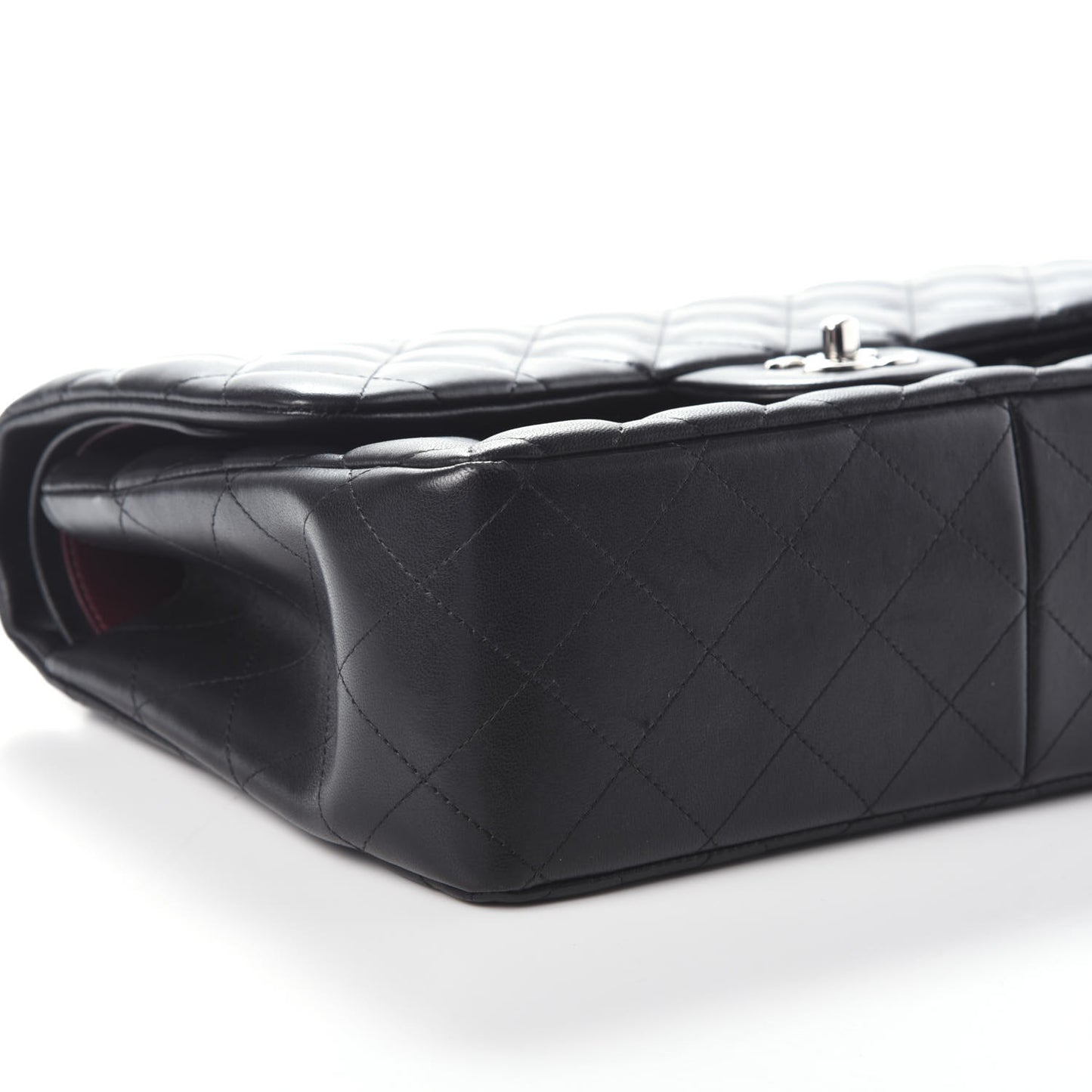 Lambskin Quilted Jumbo Double Flap Black
