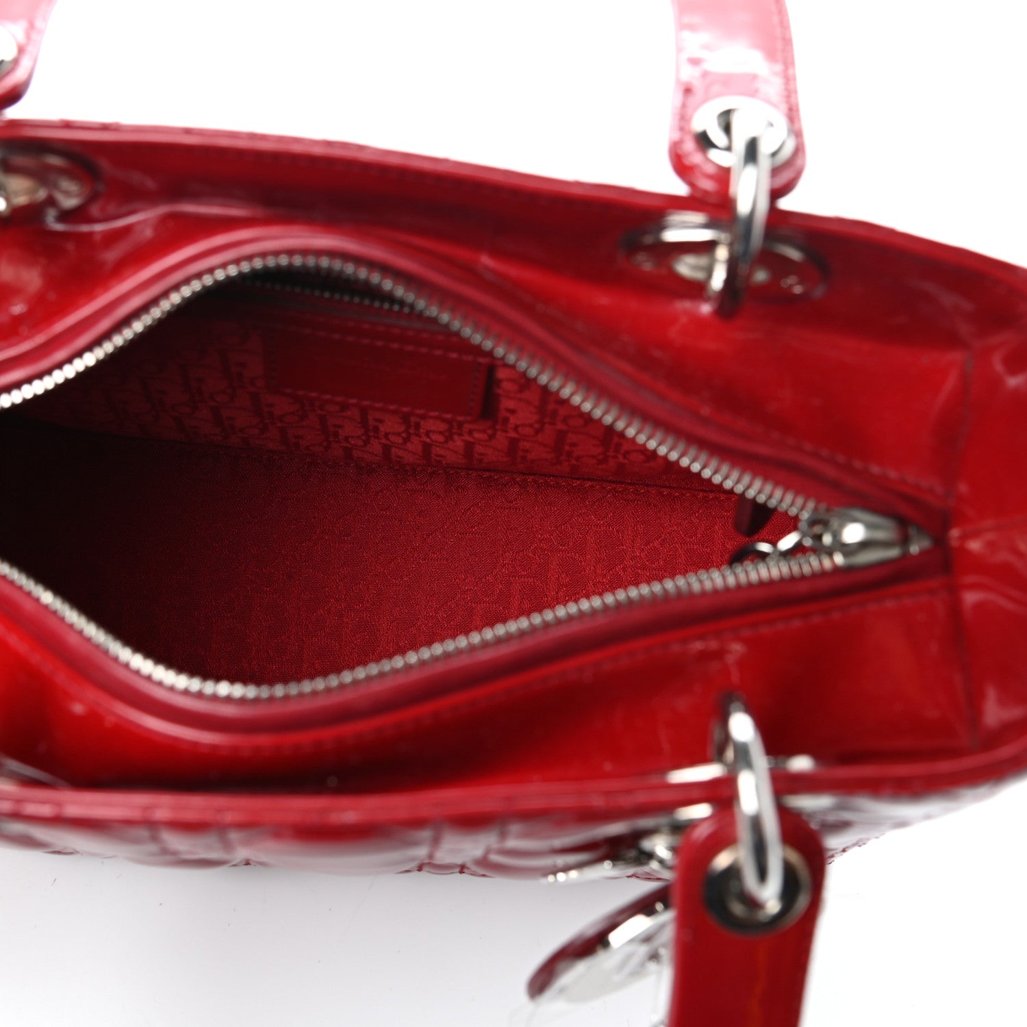 Christian Dior Patent Cannage Medium Lady Dior Red 6 of 10