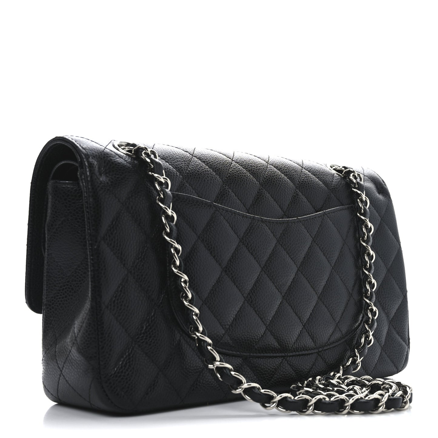 Caviar Quilted Medium Double Flap Black