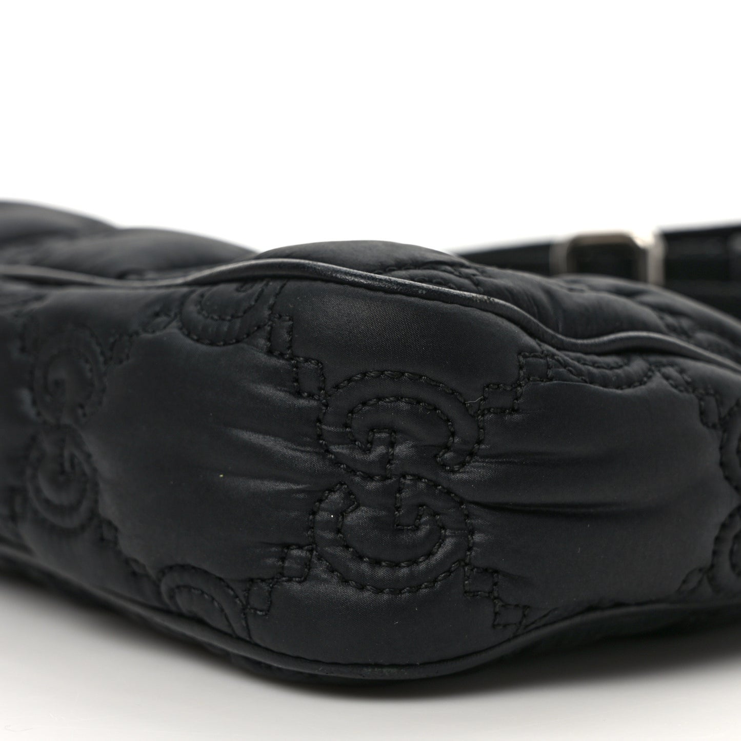 Nylon Calfskin Enamel GG Matelasse Chain Handbag Black