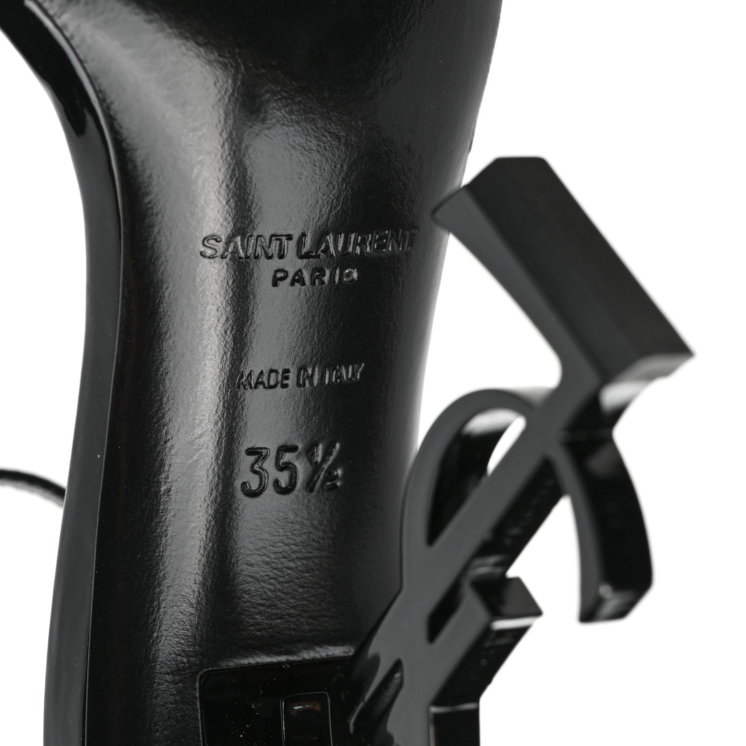 Saint Laurent Patent Calfskin Opyum 110 Sandals 35.5 Black 6 of 7
