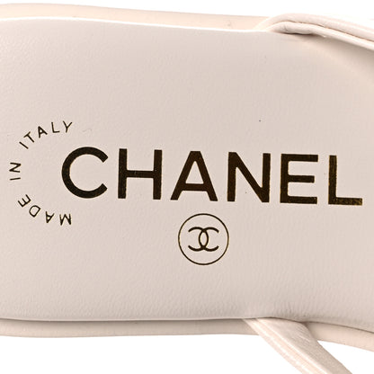 Chanel Goatskin CC Times Square Thong Sandals 35.5 White 10 of 12
