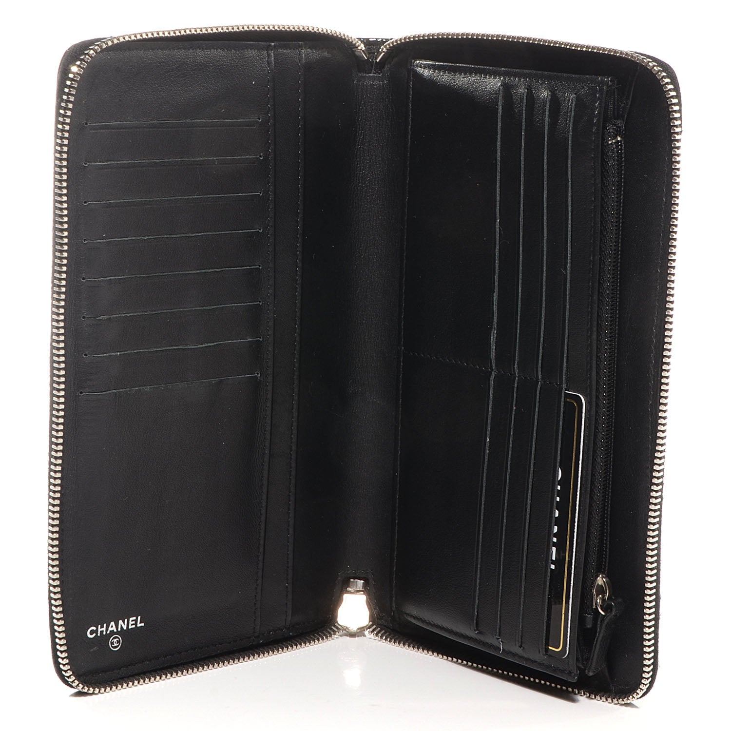 Chanel Patent Quilted Large Zip Around Organizer Wallet Black 5 of 7