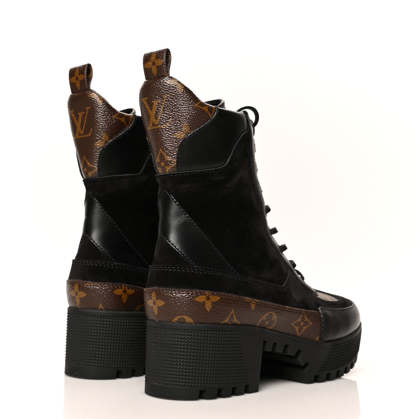 Suede Calfskin Monogram Laureate Platform Desert Boots 38 Black