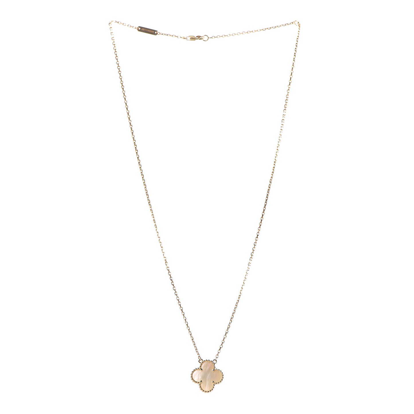 18K Yellow Gold Mother of Pearl Vintage Alhambra Pendant Necklace