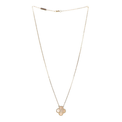 Van Cleef & Arpels 18K Yellow Gold Mother of Pearl Vintage Alhambra Pendant Necklace 3 of 7