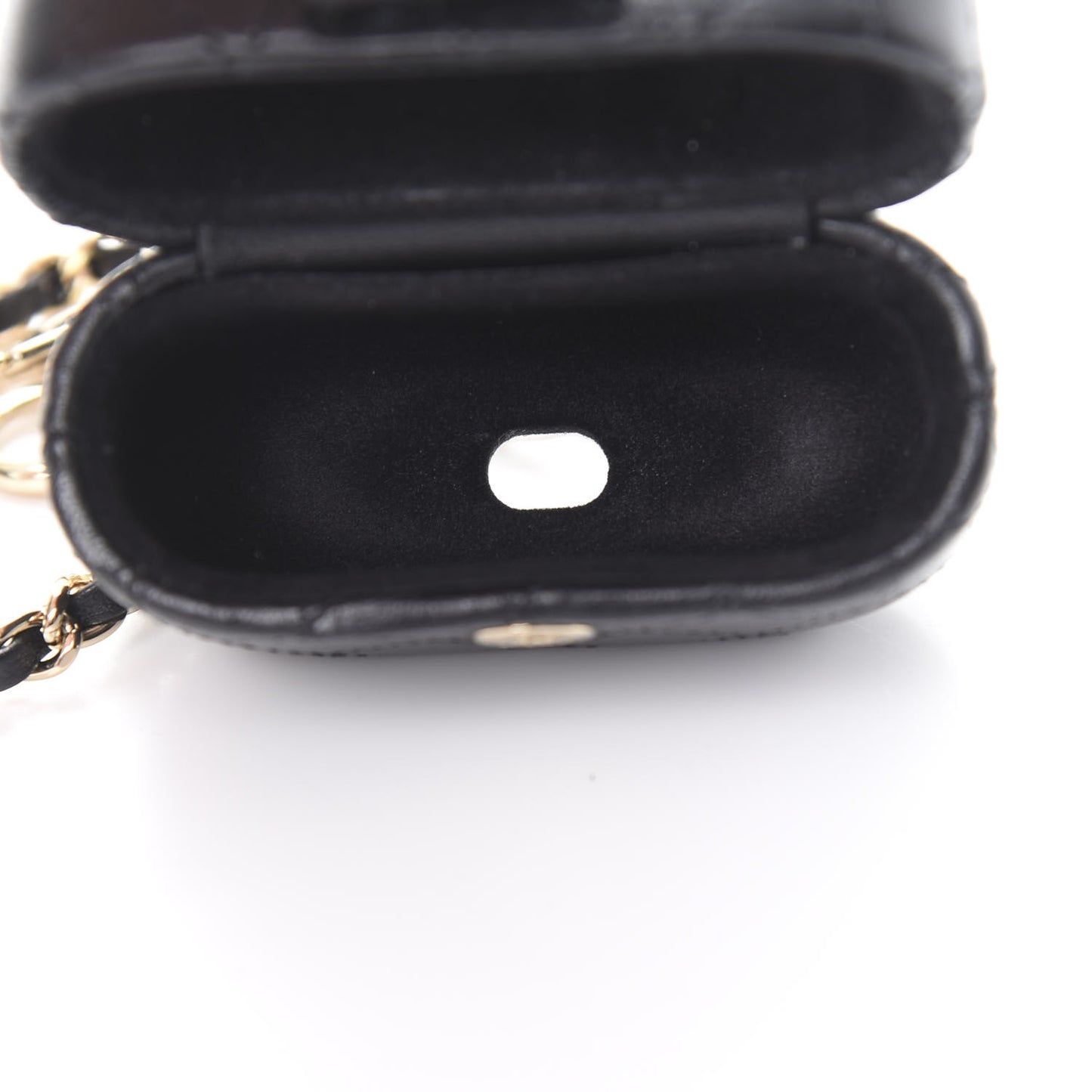 Lambskin Quilted Airpods Pro Case With Chain Black