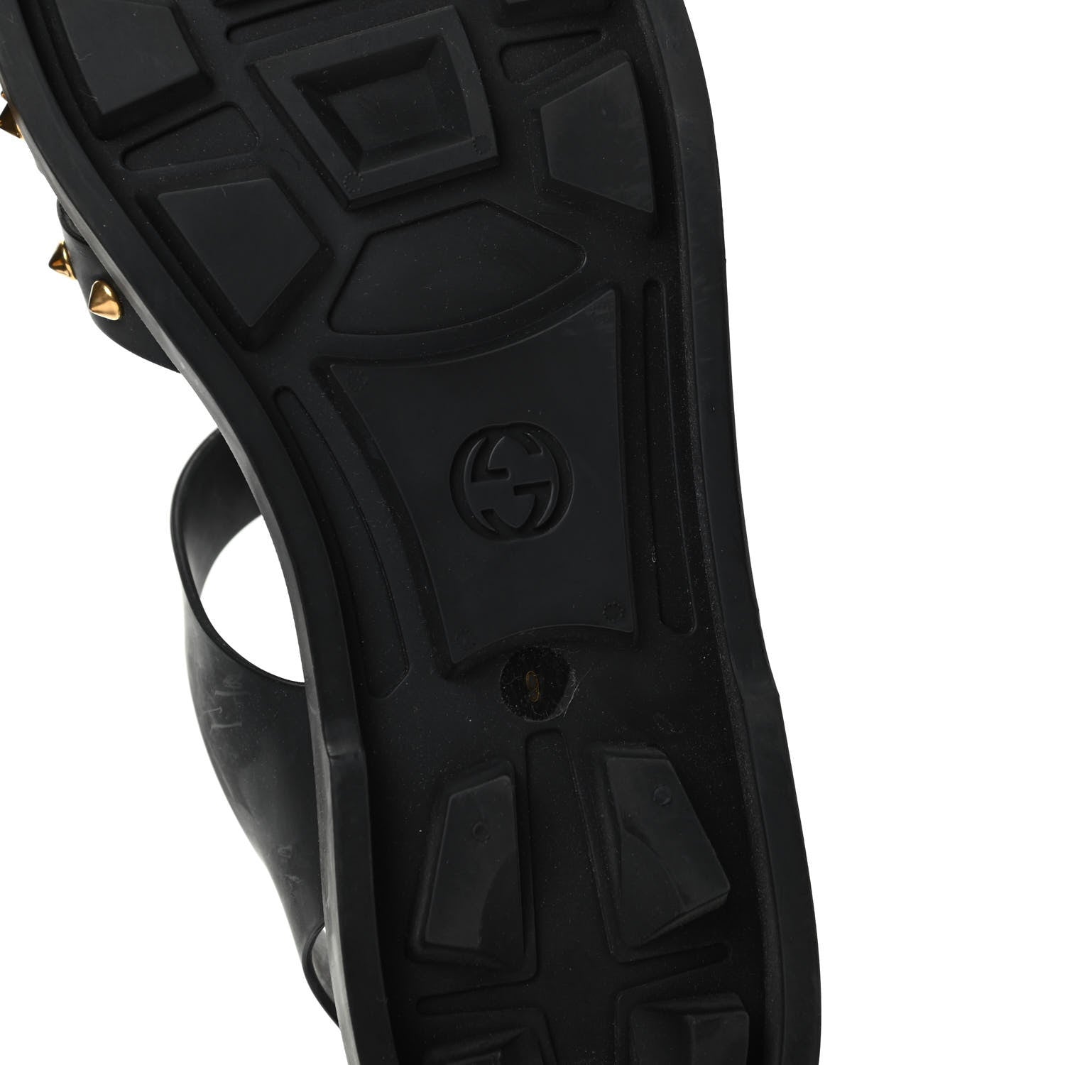 Gucci Rubber Mens Buckle Strap Stud Sandal 9 Black 9 of 10