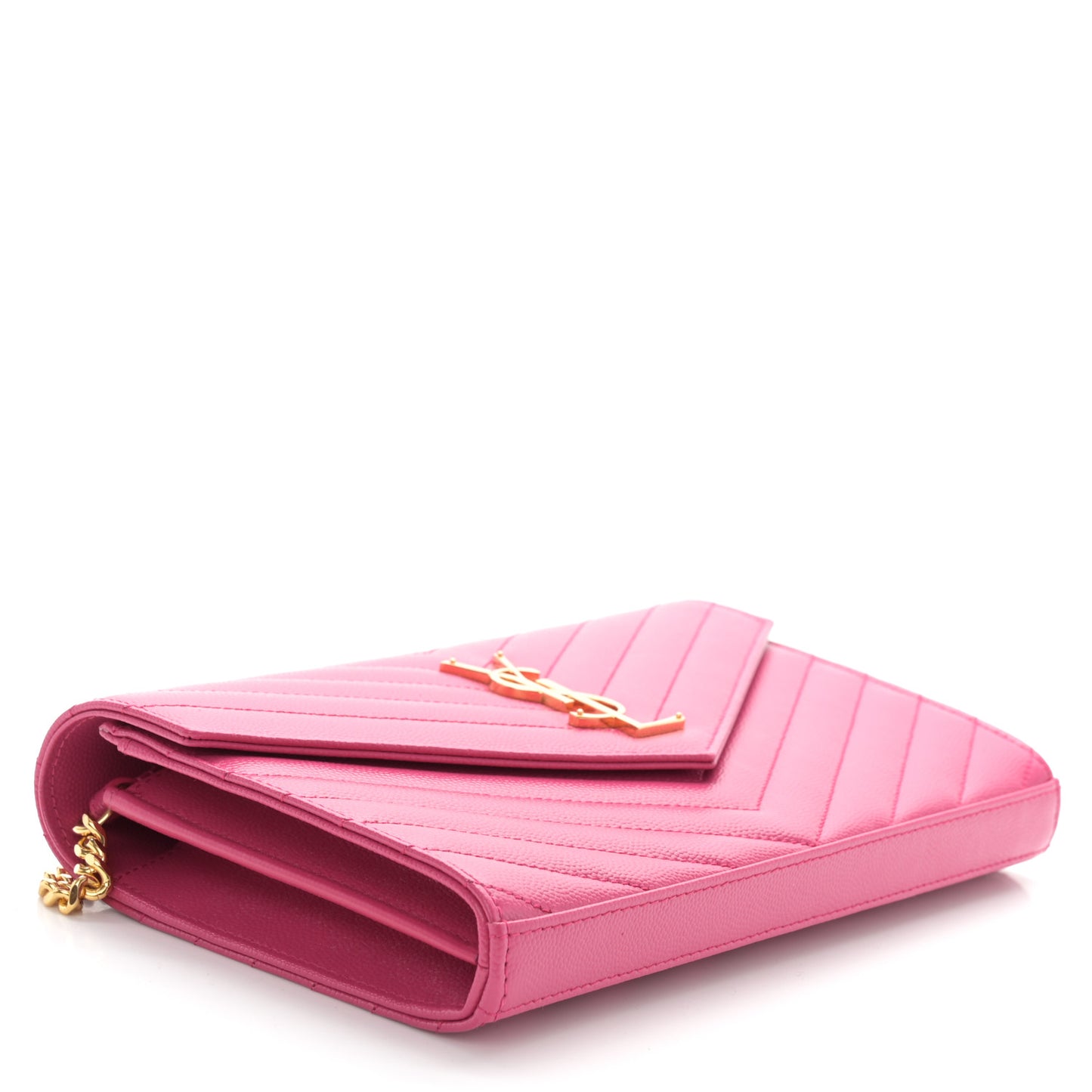 Grain De Poudre Matelasse Chevron Monogram Chain Wallet Bubblegum