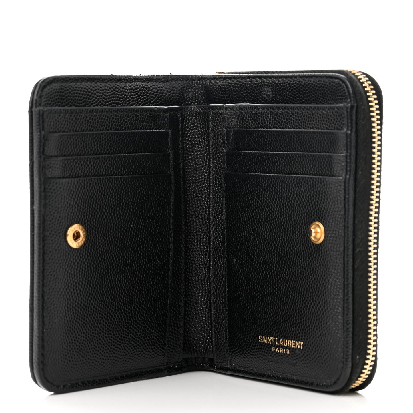 Grain De Poudre Matelasse Chevron Monogram Compact Zip Around Wallet Black