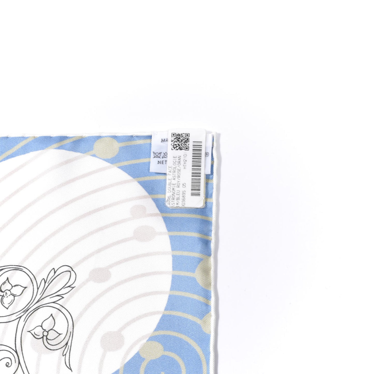 Silk Double Face Astronomie Astrologie Scarf 90 Bleu Roy Rose Orange