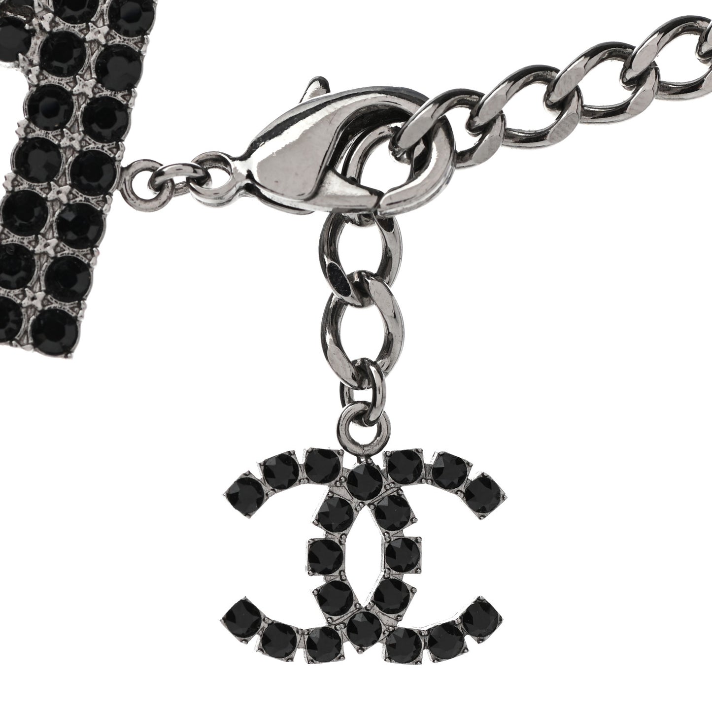 Crystal CC Logo Choker Necklace Silver Black