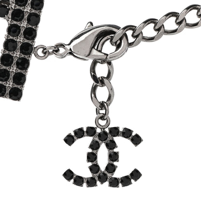 Chanel Crystal CC Logo Choker Necklace Silver Black 6 of 7