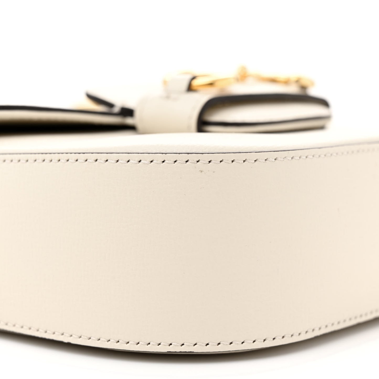 Azalea Calfskin Web Mini Horsebit 1955 Shoulder Bag Mystic White