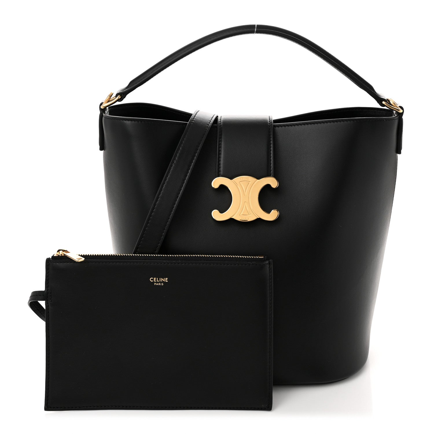 Celine Smooth Calfskin Triomphe Medium Louise Bag Black 3 of 10