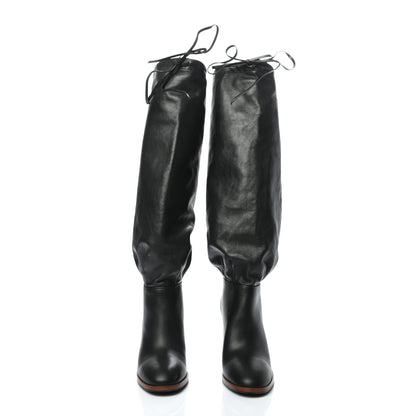 Gucci Deauville Calfskin Cinched Knee High Boots 37.5 Black 2 of 6