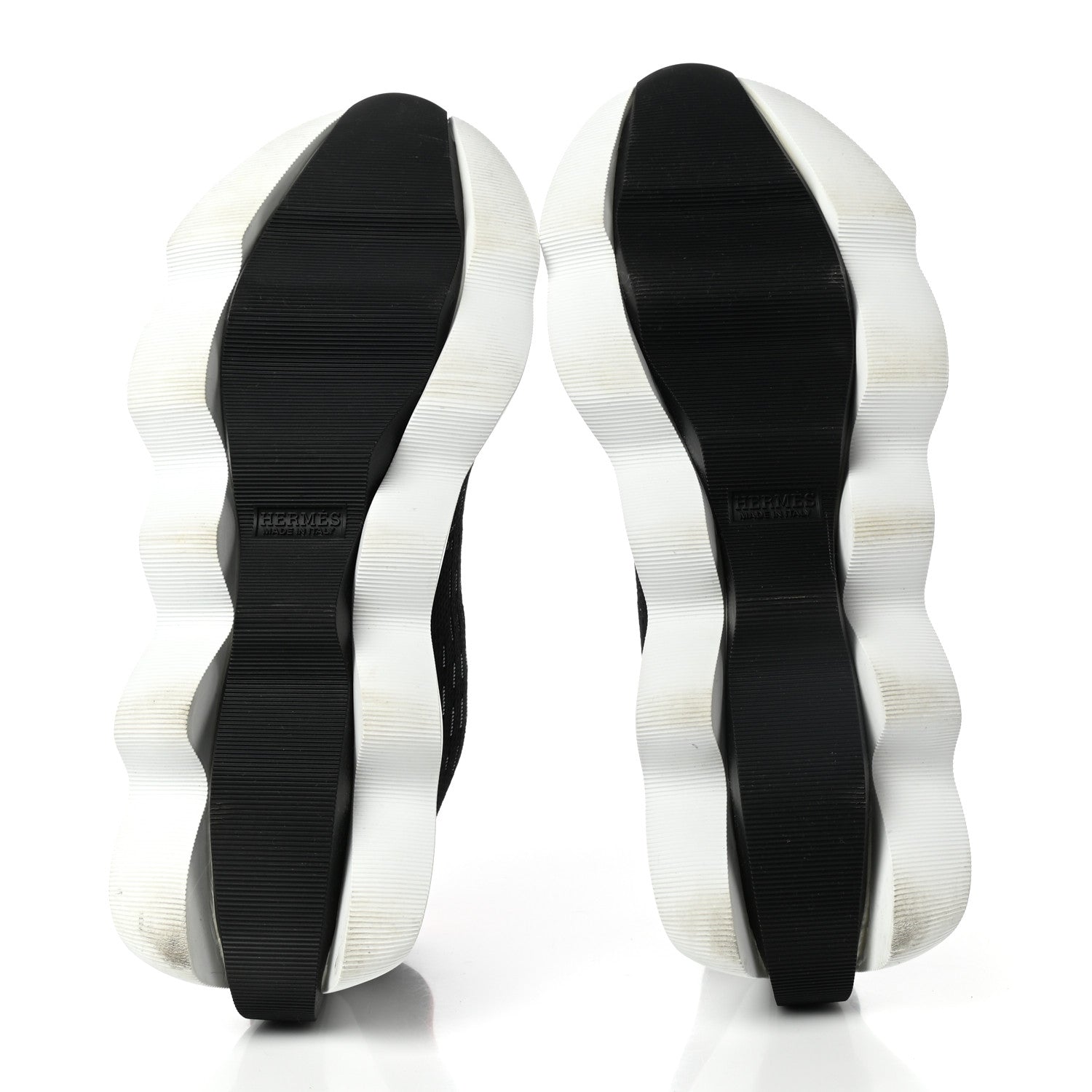 Hermes Technical Canvas Goatskin Womens Eclair Sneakers 41 Black 5 of 7