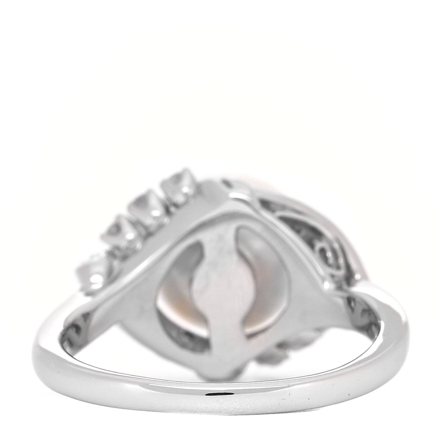 Mikimoto Platinum Diamond Akoya Pearl 8.5mm Cocktail Ring 49 5 3 of 5