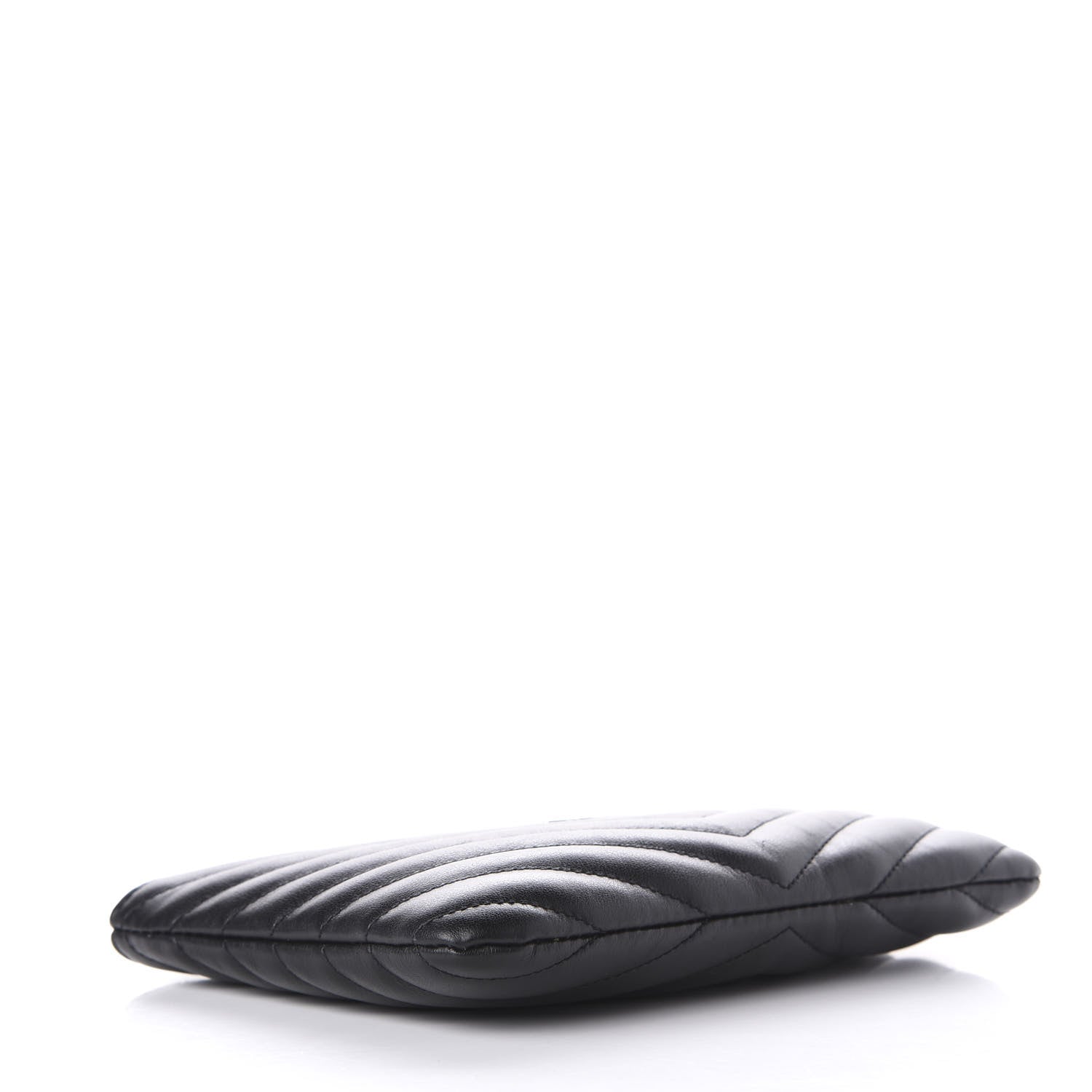 Saint Laurent Calfskin Matelasse Chevron Monogram Pouch Black 4 of 8