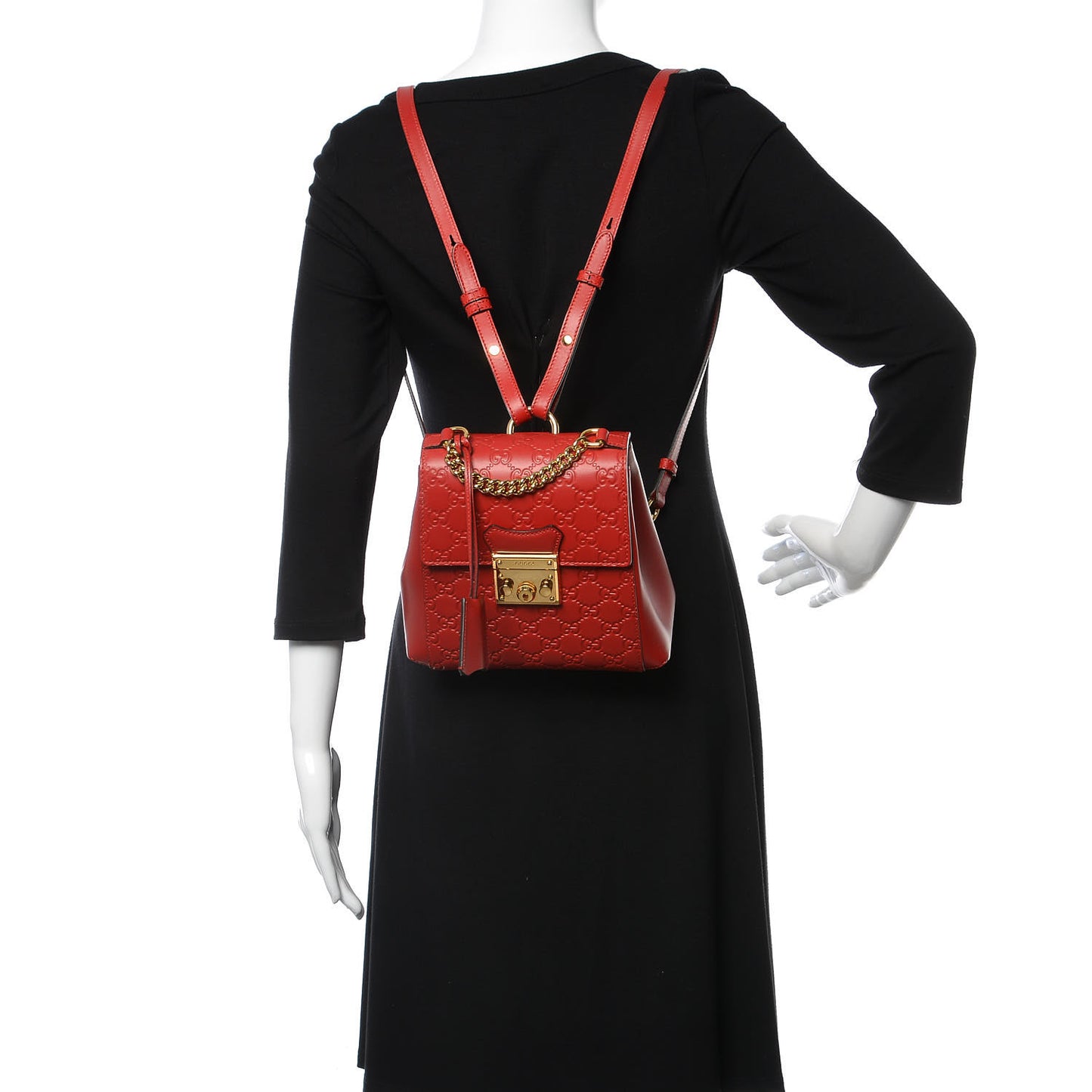 Guccissima Signature Padlock Backpack Hibiscus Red