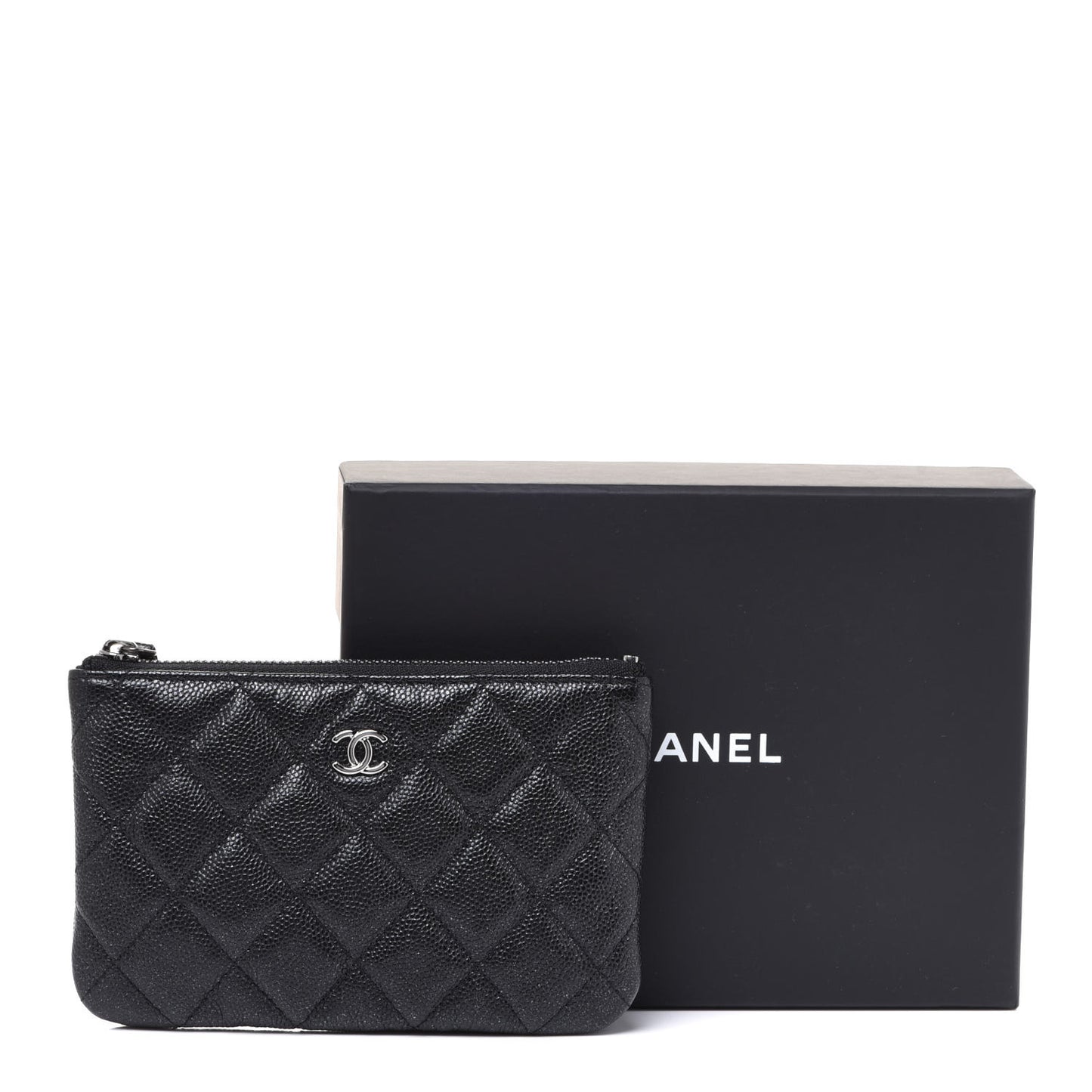 Caviar Quilted Small Cosmetic Case Black