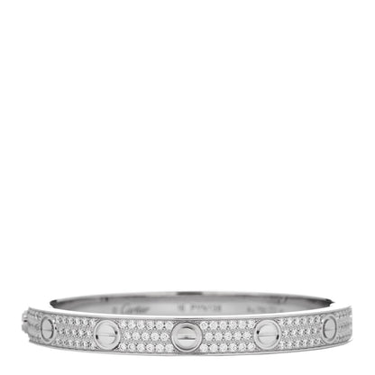 Cartier 18K White Gold Diamond LOVE Paved Bracelet 16 1 of 3