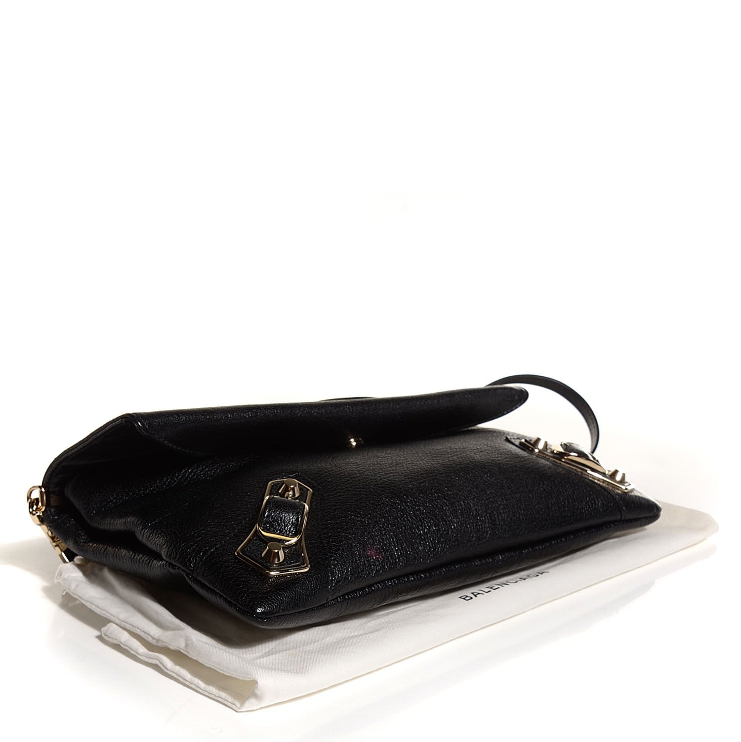 Balenciaga Chevre Gold Metallic Edge Hardware Envelope Clutch Black 4 of 10