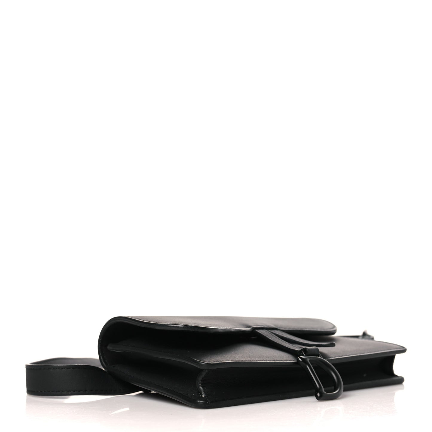 Ultra Matte Calfskin Saddle Belt Clutch Black