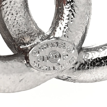 Chanel Metal Baguette Crystal CC Earrings Silver Blue 4 of 4