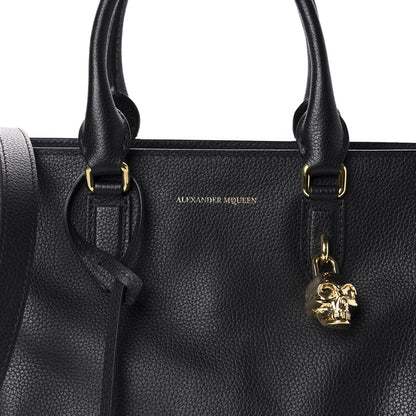 Alexander McQueen Pebbled Calfskin Small Skull Padlock Zip Around Tote Black 11 of 11