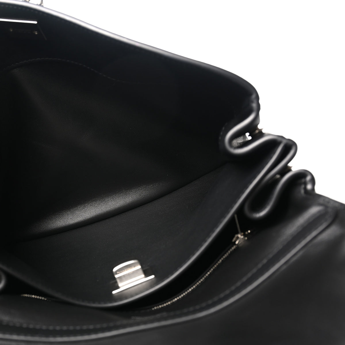 Natural Smooth Calfskin Small Rodeo Top Handle Handbag Black