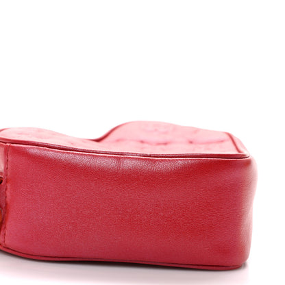 Louis Vuitton Lambskin Embossed Monogram Fall In Love Sac Coeur Heart Chain Bag Lipstick Red 7 of 9
