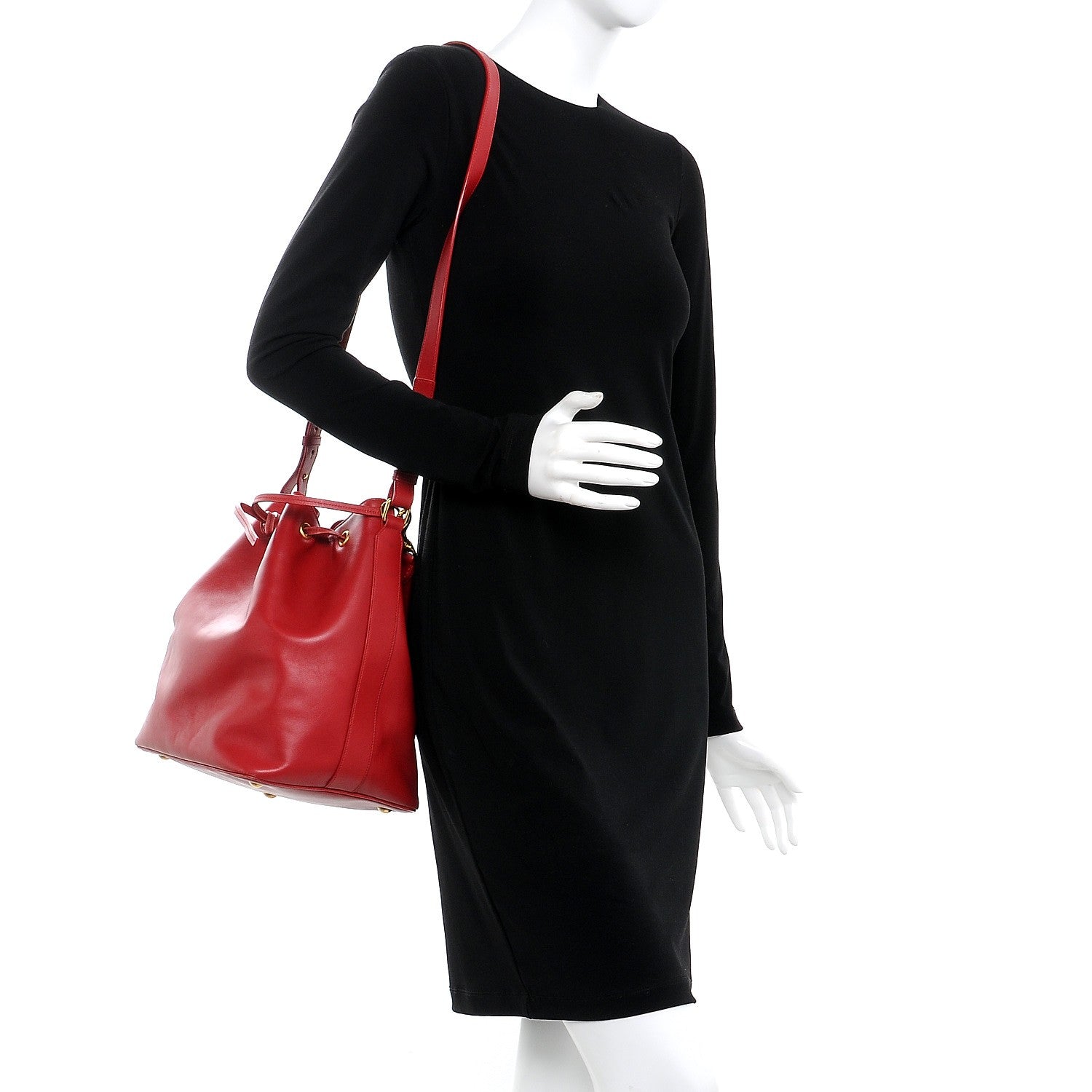 Saint Laurent Calfskin Medium Emmanuelle Bucket Bag Lipstick Red 2 of 14