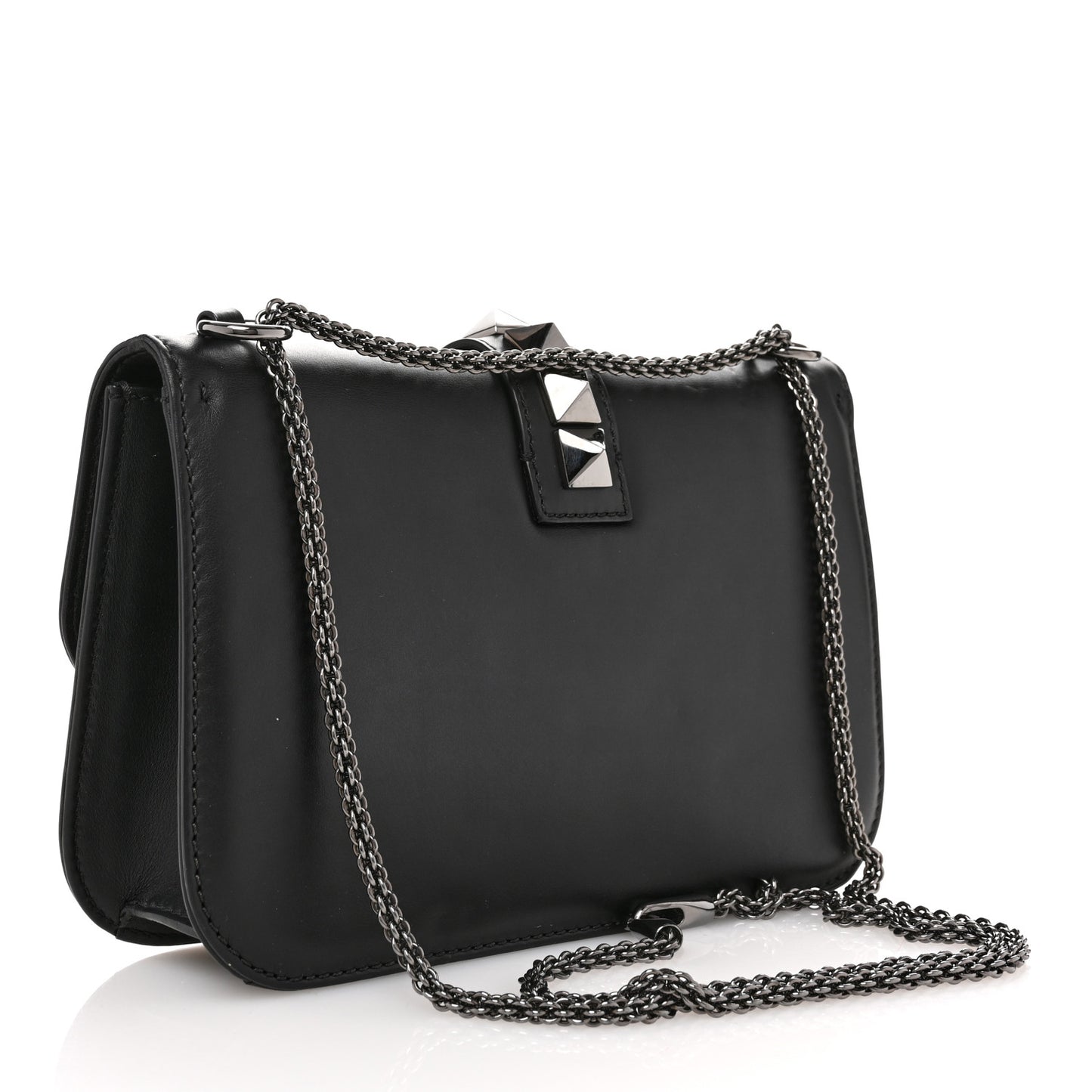 Vitello Medium Glam Lock Rockstud Flap Black