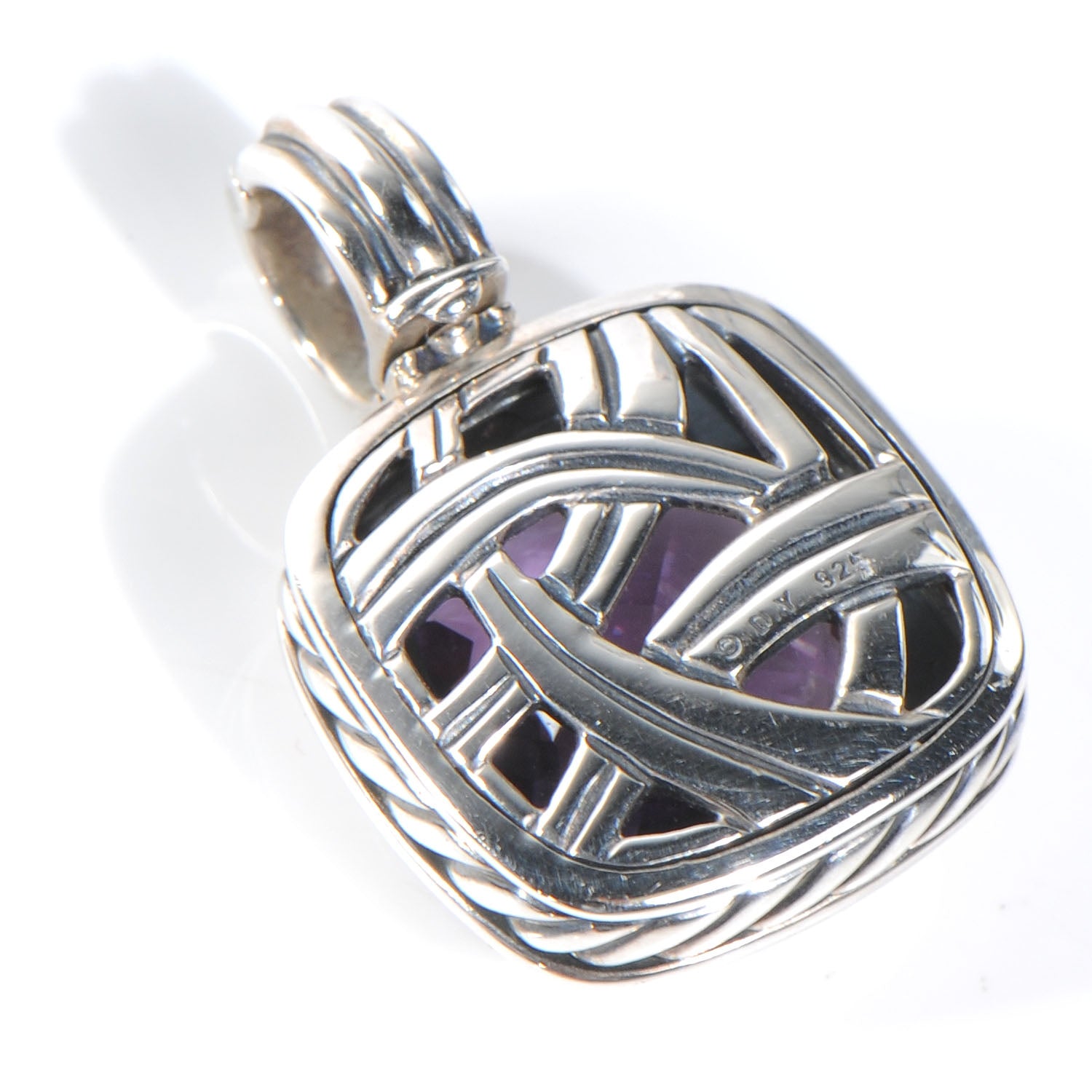 David Yurman Sterling Silver Albion Amethyst Pendant 14mm 4 of 5