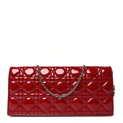 Christian Dior Patent Cannage Lady Dior Convertible Clutch Red 1 of 10