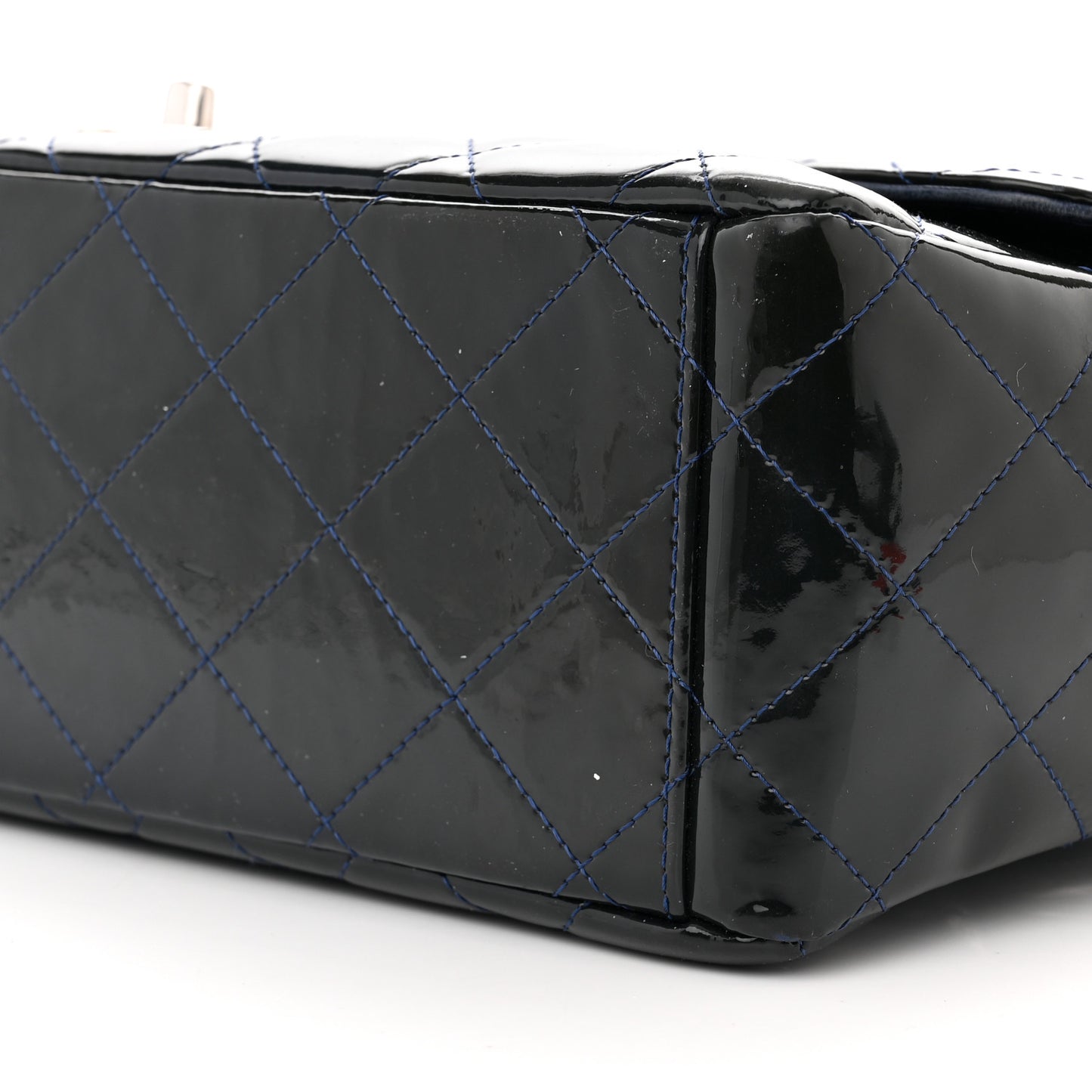 Patent Quilted Maxi Single Flap Blue