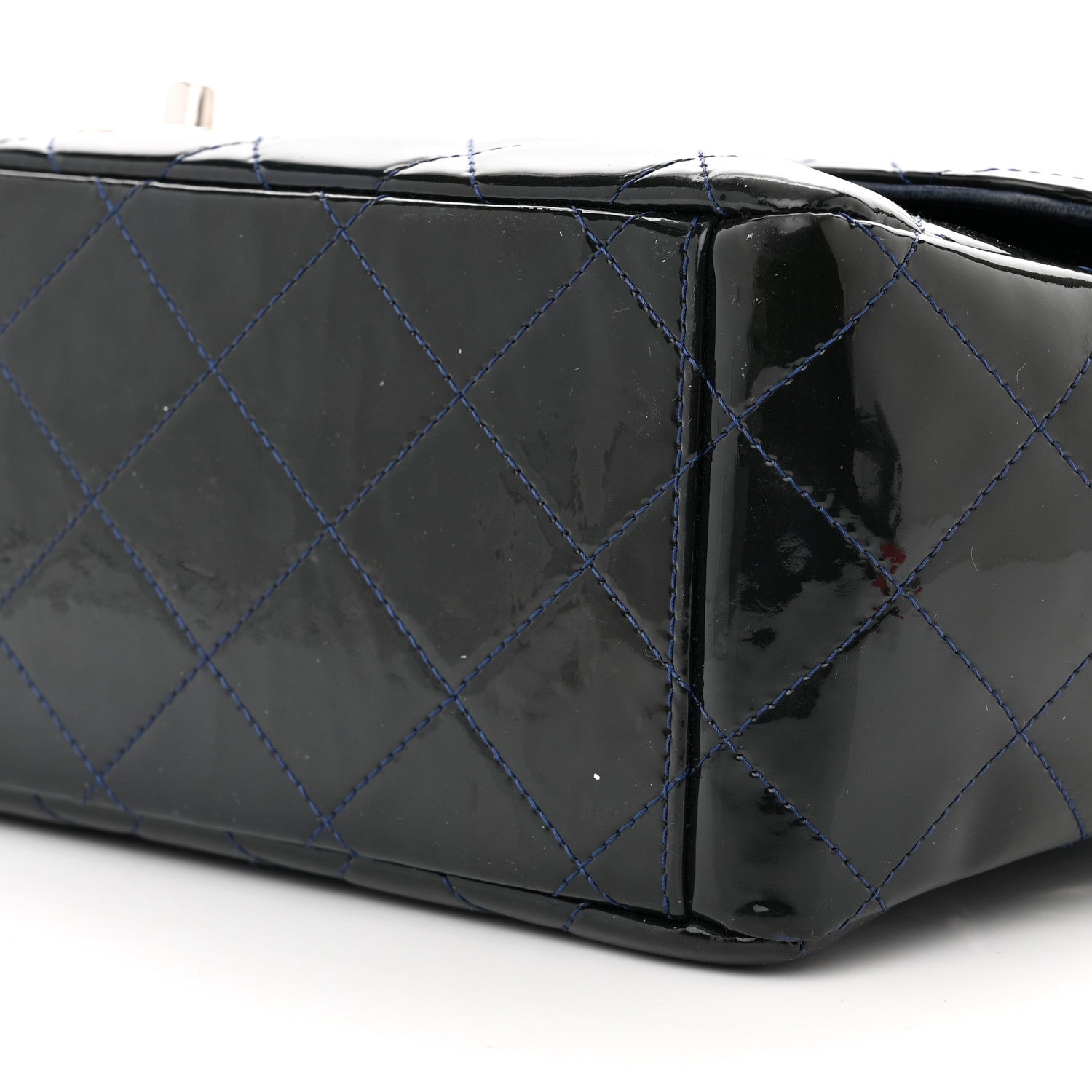 Chanel Patent Quilted Maxi Single Flap Blue 10 of 14