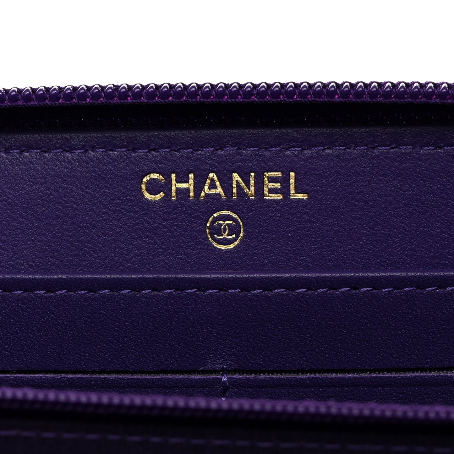 Lambskin Quilted Boy Zip Around Wallet Purple