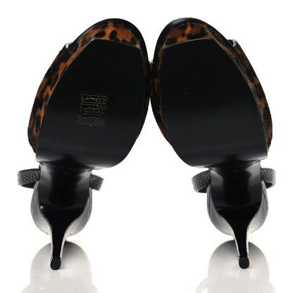 Saint Laurent Pony Hair Leopard Print Tribute 105 Platform Sandals 39 Naturale 6 of 10