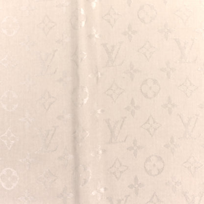 Louis Vuitton Silk Wool Monogram Shawl Greige 3 of 4