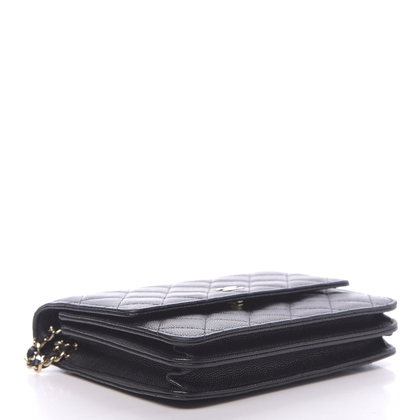 Caviar Quilted Square Wallet On Chain WOC Black