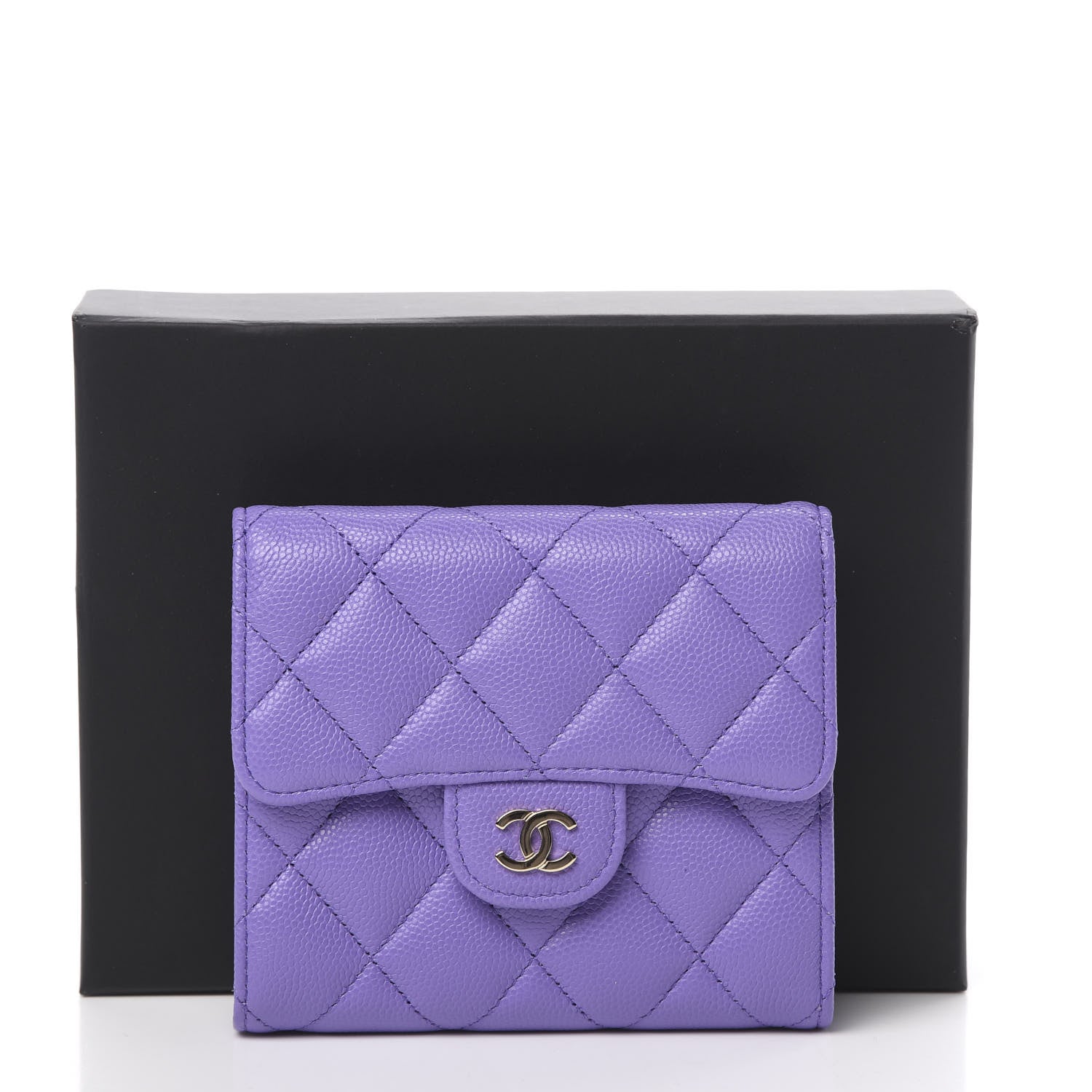 Chanel Caviar Quilted Compact Flap Wallet Purple 9 of 9