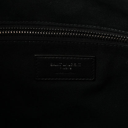 Saint Laurent Calfskin Crocodile Embossed Large Convertible ID Bag Black 6 of 9
