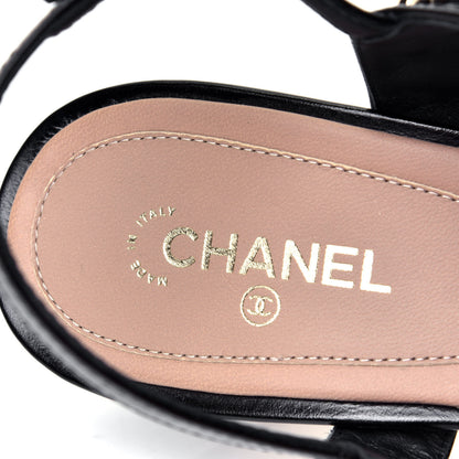 Chanel Crumpled Calfskin Chain Sandals 39.5 Black 10 of 11