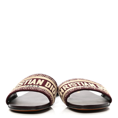 Christian Dior Canvas Embroidered Dway Mules Slide Sandals 36 Burgundy 2 of 8