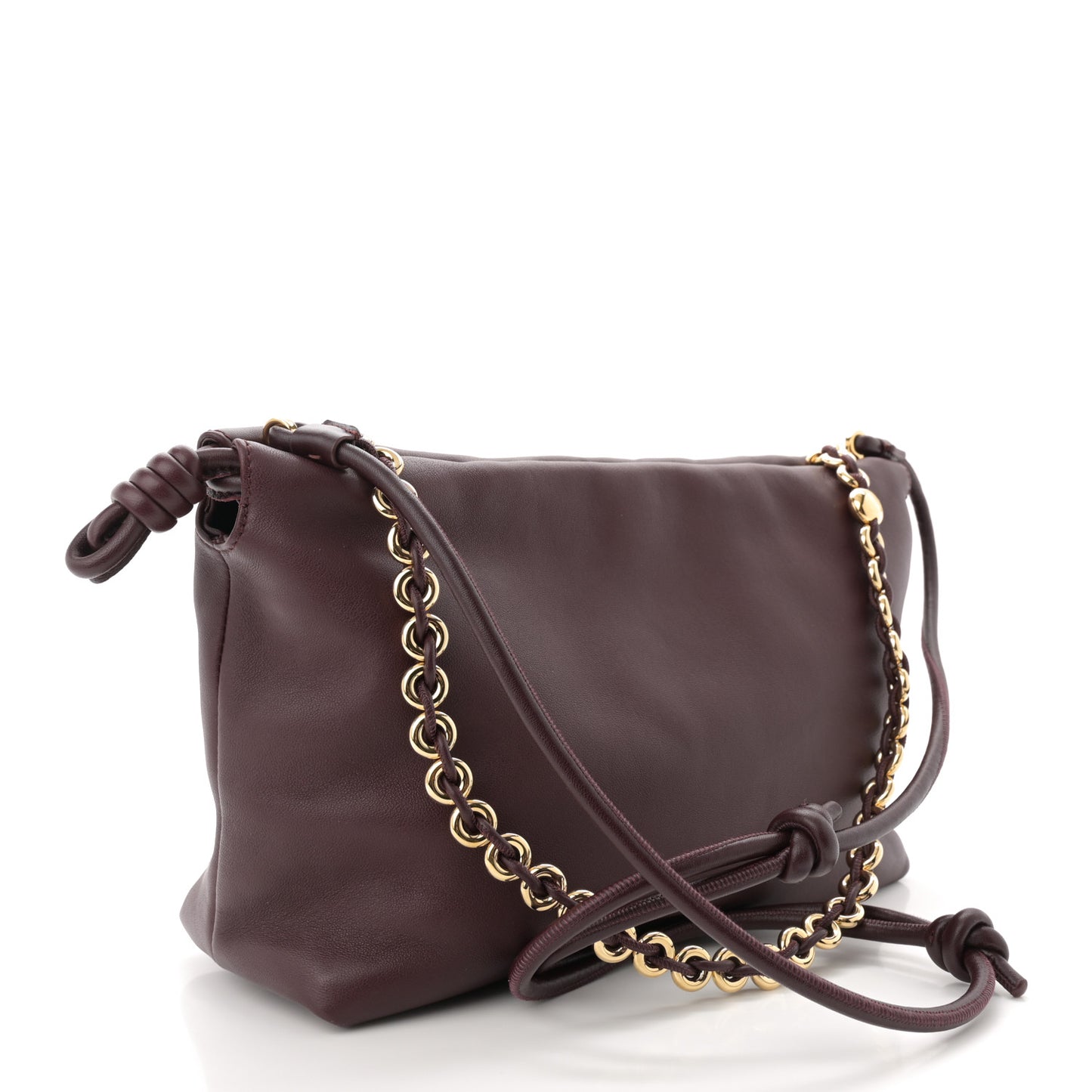 Mellow Nappa Medium Donut Chain Flamenco Knot Clutch Dark Burgundy