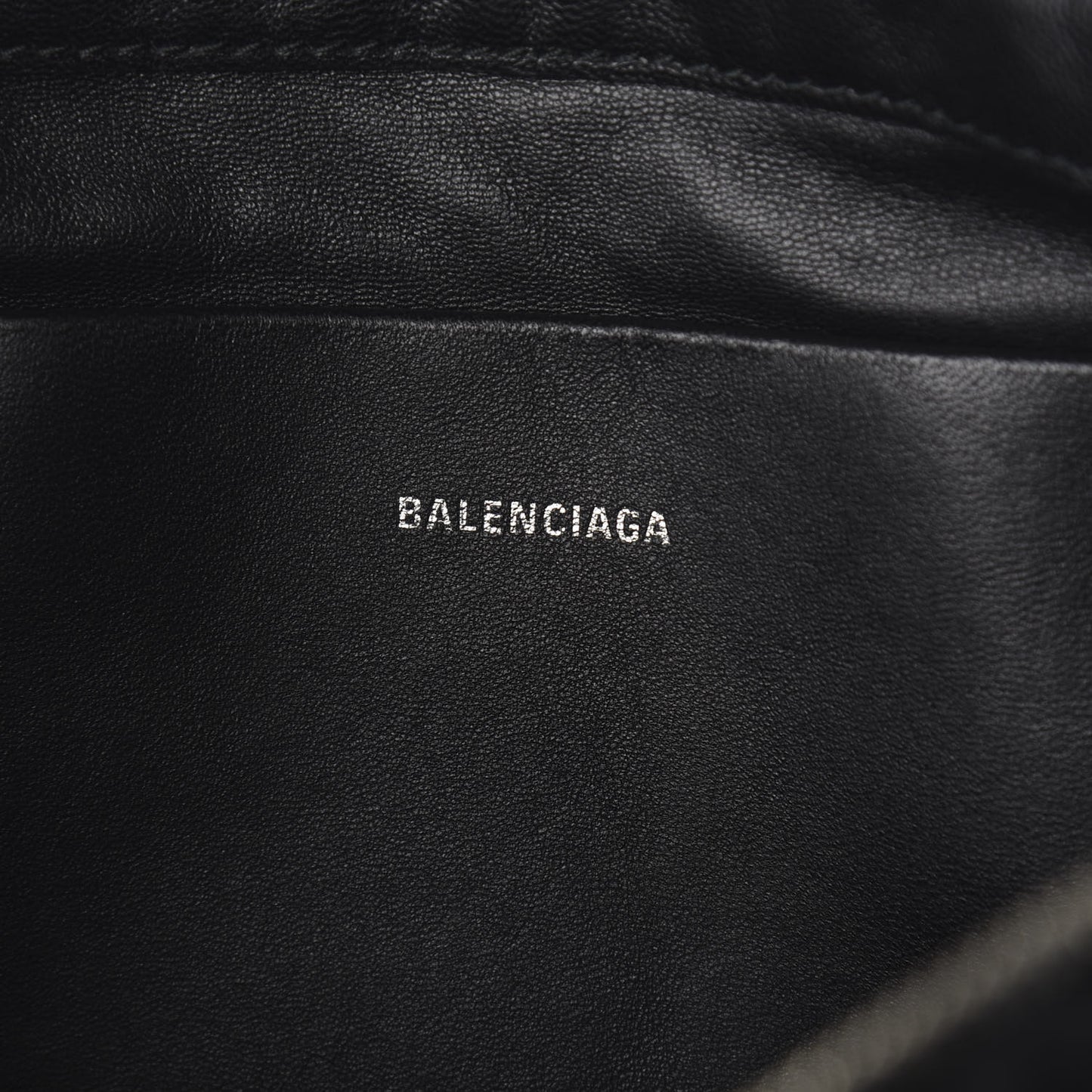 Sheepskin Shearling Contrasted Logo Large Zip Pouch Black