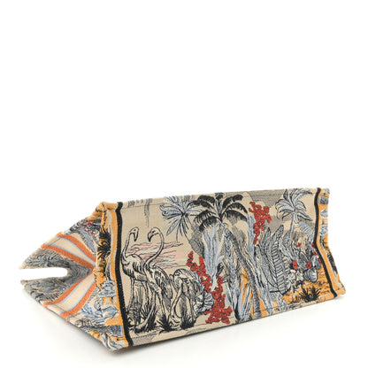 Christian Dior Canvas Embroidered Toile De Jouy Tropicalia Large Book Tote Denim Blue 4 of 11